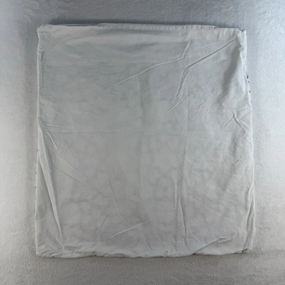 West Elm Gray Lattice Stars EURO Pillow Sham Cover 26x26 Embroidered White Set 2